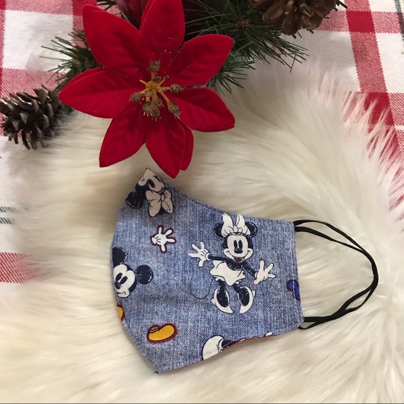Minnie mouse and Mickey Mouse denim Headband /Face Mask - Picture 3 of 7